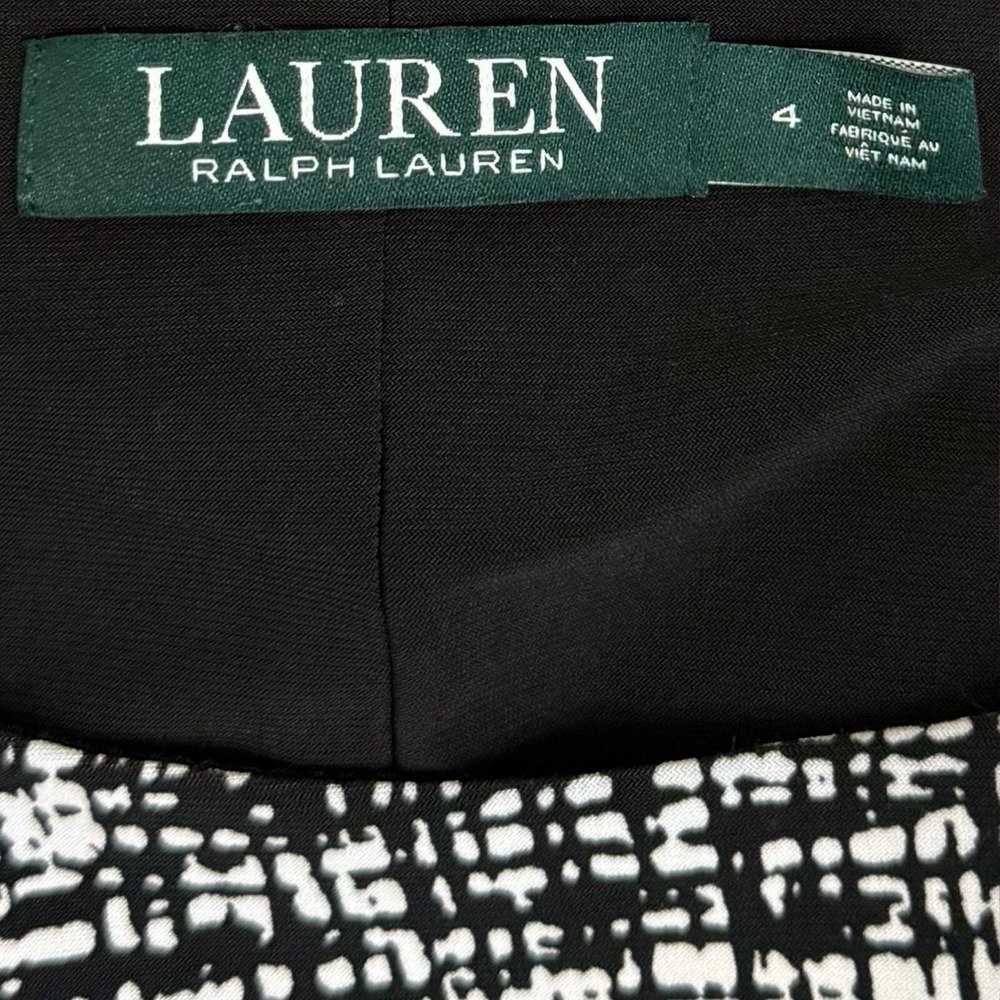 Ralph Lauren Dress Women's 4 Black White Plaid Abstract Ruched Casual Career - Picture 5 of 8